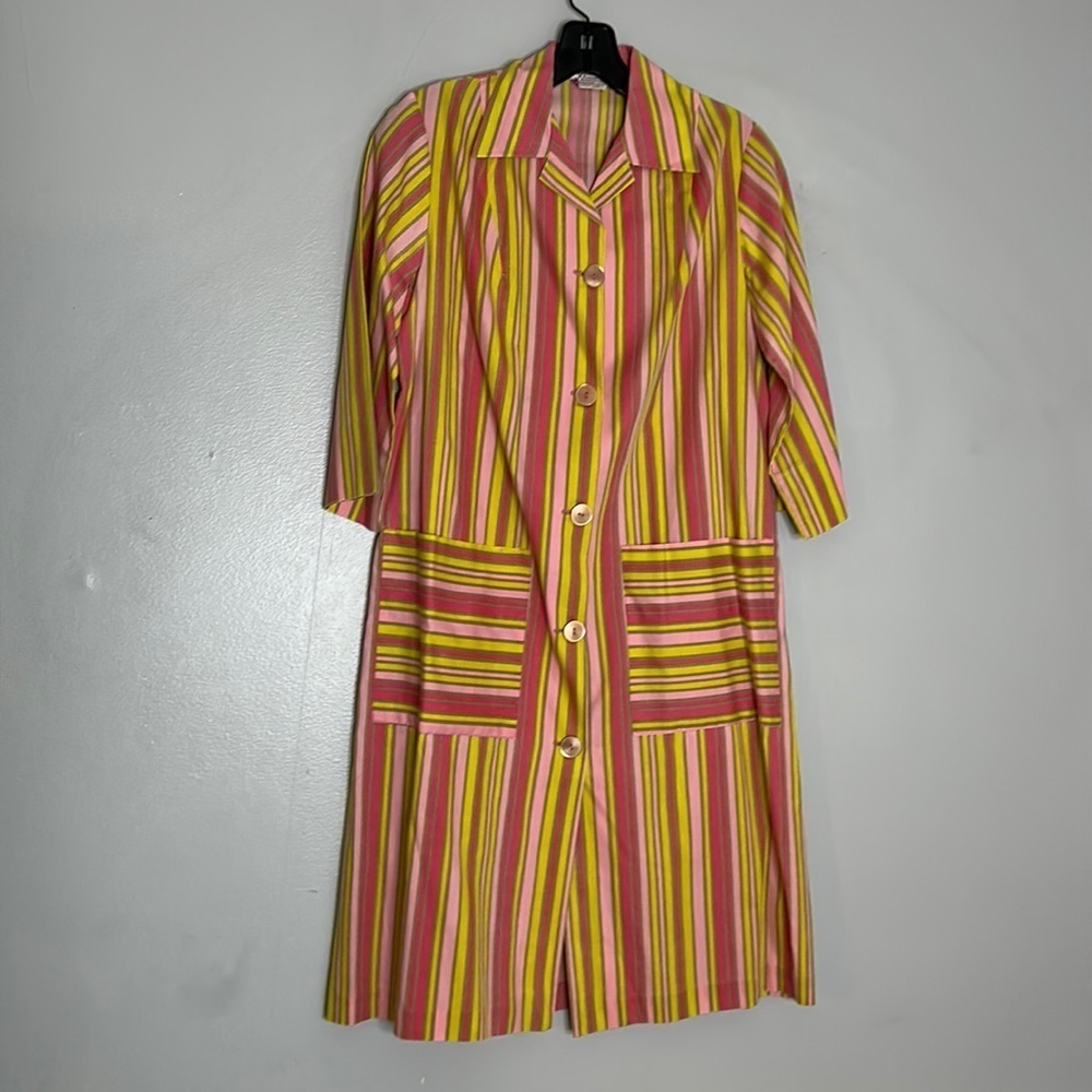 Vintage Pink & Yellow Striped Mini Dress